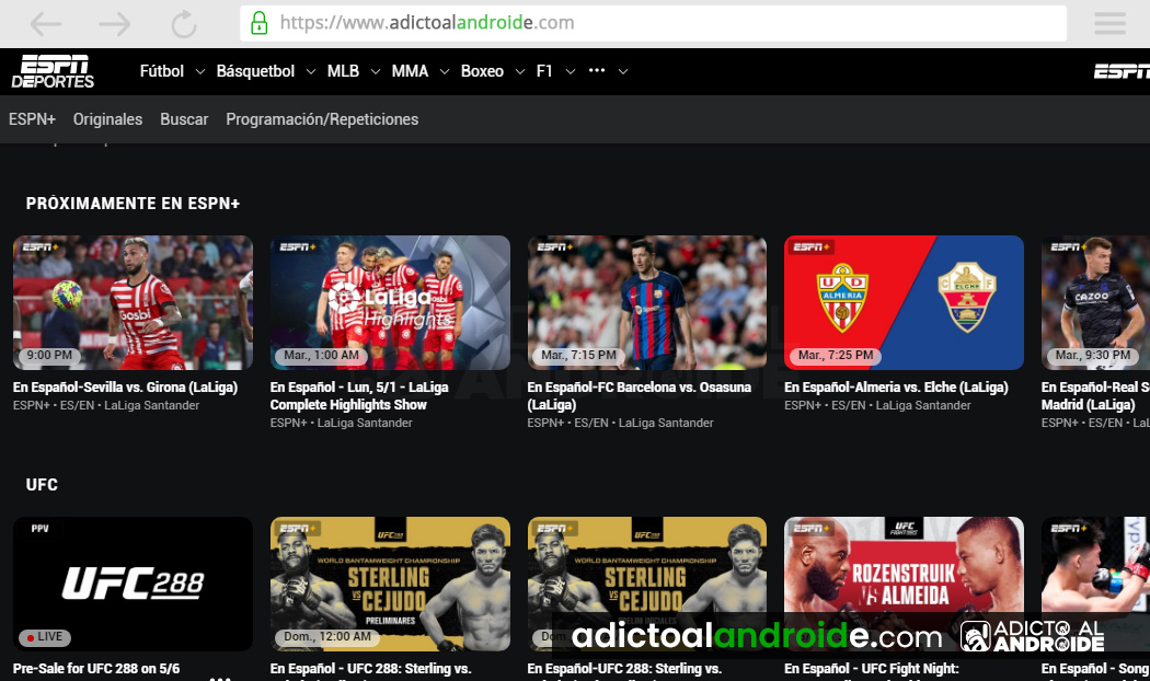 Instala ESPN para ver fútbol gratis en Android
